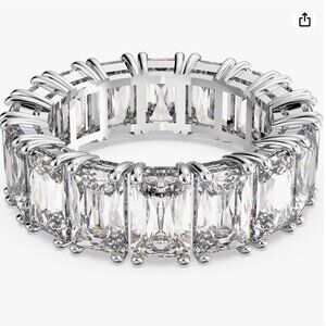 Brand New! SWAROVSKI Matrix Vittore ring Baguette White Rhodium Plated Size 58